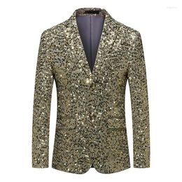 Men's Suits 2024 Men Gold Sequin Glitter Embellished Blazers Night Club Suit Jacket Wedding Party Coat Stage Singers Clothing 6XL