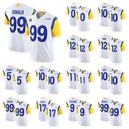 Men's Los''Angeles''Rams''Aaron Donald Carson Wentz Matthew Stafford White 2023 F.U.S.E. With 4-Star C Patch Vapor Vapor Limited Football Stitched Jersey