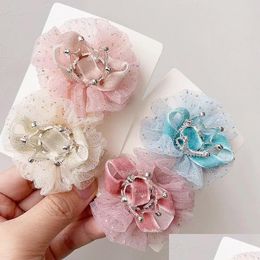 Hair Accessories 8Pcs/Lot Princess Children Baby Hairpin Vintage 3D Crown Mesh Clip For Kids Girl Birthday Party Decroative Pin Gift D Otq6E