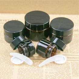 10pcs 5g/10g/20g/30g/50g Glass Amber Brown Cosmetic Face Cream Bottles Lip Balm Sample Container Jar Pot Makeup Store Vials Qtuqr