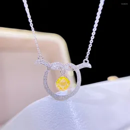 Chains KLN2024 Pure 18K Gold Jewelry Solid G18K Natural Yellow Diamonds 0.131ct Pendants Gemstone Necklaces For Women