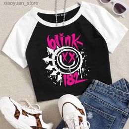 Women's T-Shirt Blink 182 One More Time Crop Tops T-Shirt Women Girls Fashion O-Neck Short Sleeves Music Fans Shirts 240130