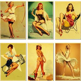 Paintings PIN UP GIRLS Beauty Retro Poster Vintage Wall Decor For Home Bar Cafe Personal Room