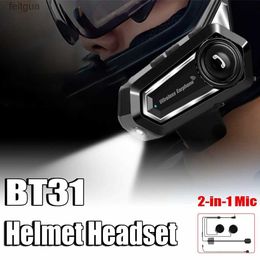 Walkie Talkie BT31 Motorcycle Helmet Headset Bluetooth Interphone Waterproof Wireless Earphone With Mic Automatic Handsfree Call Answering YQ240130