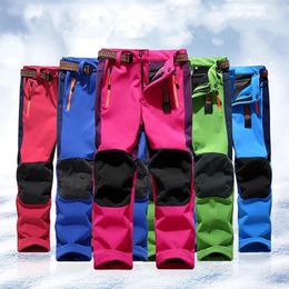 Trousers 2024 Windproof Waterproof Children Outdoor Kids Pants Boys Girls Soft Shell Warm Teensclimbing Sweatpants Enfant