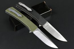Top Quality R8231 Flipper Folding Knife D2 Satin Drop Point Blade G10 Handle Ball Bearing Outdoor EDC Pocket Knives