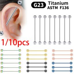 Rings 1/10pcs Internal Thread Piercing Jewellery G23 Titanium 14g 16g Long Industrial Barbell Ring Tongue Sexy Barbell Cartilage Earring