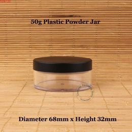 30pcs/Lot Wholesale 50g Plastic Loose Powder Jar with Sifter 50ml Bottle Cosmetic Cream Container Black Matte Cap Makeup Compacthood qt Bocf