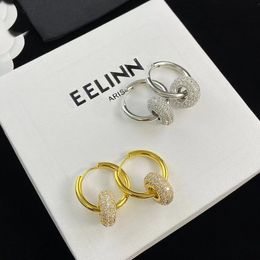 Earrings Designer For Women Round Design Diamond Earrings Stud With Gift Box Women's Design Crystal Rhinestone Earstuds