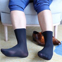 Men's Socks 1 Pair Women Men Middle Tube Short Elastic Ultra Thin Silky Stockings Casual Business Formal Dress Unisex