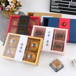 Gift Wrap 100Pcs Cake Drawer Kraft Paper Packing Box Transparent Window Boxes DIY Handmade Mooncake272L