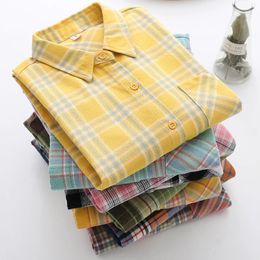 Elegant Design Style Plaid Shirt Women Spring Autumn Casual Womens Blouses and Tops Ladies Loose Long Sleeve Blouse 240125