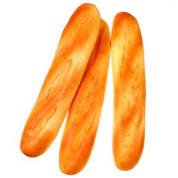 Decorative Flowers 3pcs Simulation Long Bread Pography Props PU Mininature Artificial Food Ornament Showcase Display 27 X 6 3.5cm