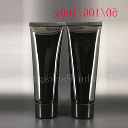 50g 100g 160g Empty Black Soft Squeeze Cosmetic Packaging Refillable Plastic Lotion Cream Tube Screw Lids Bottle Container Otqnv