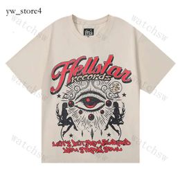 Fashion Brand Hellstar Abstract Body Adopts Fun Print Vintage High Quality Double Cotton Designer Casual Short Sleeve Hellstar White Fox T-shirts for Men Women 5092