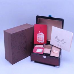 Original Matching Papers Security Card Gift Bag Top Wood Watch Box for PP Boxes Booklets Watches Print Custom Card watch case204L