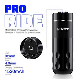 Mast Rider Pro Wireless Rotary Tattoo Machine Brushless Motor LED Screen Display Battery Pen Permanent Makeup For Artist 240123