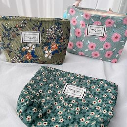 Cosmetic Bags Flowers Women Bag Cotton Cloth Makeup Pouch Large Travel Lipstick Organizer Cases Fashion Zipper Clutch Phone Purse