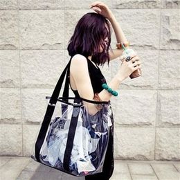 2017 new waterproof transparent beach bag plastic woman bag jelly shoulder bag233k