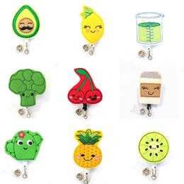 20 Pcs Lot Whole Key Rings Felt Handmad Lovely Fruits Funny Green Vegetables Retractable ID Badge Holder Reel2368
