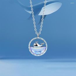 Pendant Necklaces 925 Stamp Whale For Women Magic Color Blue Sea Clavicle Chain Ocean Series Fashion Silver Jewelry283V