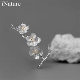 Jewellery INATURE 925 Sterling Silver Cherry Blossom Flower Brooch Pin For Women Elegant Sweater Coat Clothing Jewellery Accessories