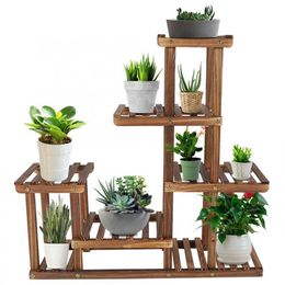 Multi-tiers Flower Plant Holder Stand Rack Wooden Plant Stand Balcony Garden Flower Plant stand Bonsai Display Shelf C0125248r