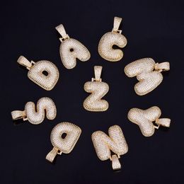 A-Z Custom Name Bubble Letters Necklaces & Pendant Bling Cubic Zircon Hip Hop Jewellery 2 Colours with Cuban chain s298q