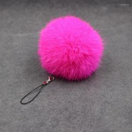 Keychains Cute Mobile Phone Lanyard 8cm Imitation Rabbit Fur Ball Pendant Car Luggage Accessories Key Chain Keychain Charms