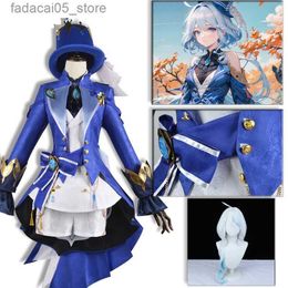 Theme Costume Focrs Cosplay Impact Come Fontaine Water God Wig Hat Lovely Suit Outfits Dress Halloween Comic Con Game Uniform Q240130