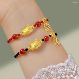 Charm Bracelets 2024 Dragon Year Lucky Red Rope Braided Attracts Fortune Handmade Fashion Jewellery Gifts