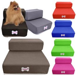 Pens Luxury Mesh Fold Pet Ramp Stairs For Little Small Dog Puppy Cat Animals Mat Mattress Bed Fabric 2steps with detachable Cover