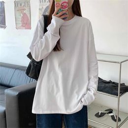 Women's T Shirts 2024 Korean Version Autumn Long Tshirt Student Summer Spring Fashion White Bottomed Shirt Women Wear Solid Colour