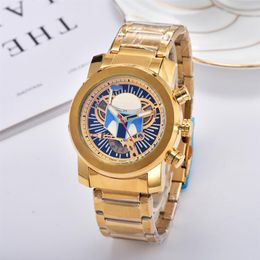 Mens watch good quality quartz movement watches gold stainless steel strap casual wristwatch lifestyle waterproof auto date analog238s