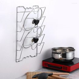Kitchen Storage 5-Layer Stainless Steel Pot Lid Rack Wall-mounted Holder Chopping Board Organizer
