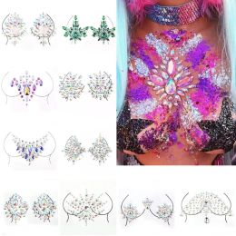 New Sexy Chest Crystal Resin Drill Tattoo Sticker Bar Music Festival Rhinestone Tattoo Stickers Carnival Party Chest Decoration ZZ
