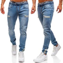 Men's Jeans Fashion Street Men Skinny Vintage Wash Solid Soft Cotton Denim Trouser Casual Slim Fit Jean Pants With Pocket