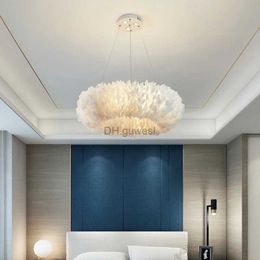 Floor Lamps Dining room Chandelier Feather Led lamps Nordic modern gloss Bedroom Living Room Home decor Interior lighting hanging lamps YQ240130