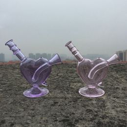 Latest Colorful Pink Purple Smoking Bubbler Thick Glass Pipes Portable LOVE Arrow Style Dry Herb Tobacco Filter Cigarette Holder Tube Waterpipe Bubble Hand Bong DHL