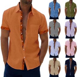 Men's T Shirts Summer Shirt Short Sleeved Casual Cuff Collar Flip Top X 1 Mens Large B Floral Sleeve