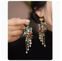 Dangle Earrings 1 Pair Retro Ethnic Style Tassel Butterfly Hanfu Cheongsam Jewellery Handmade Ear Hooks Jewellery Women Girl Gift