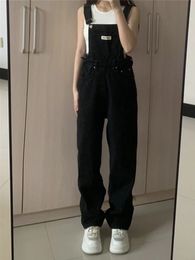 Denim Wide Leg Jumpsuits Women Vintage Casual Sidezipper High Waist Full Length Loose Korean Style Harajuku Allmatch Fashion 24030