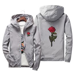 Spring and autumn Men's Jackets Rose Fashion Outwear Coat Hooded windbreaker jacket
