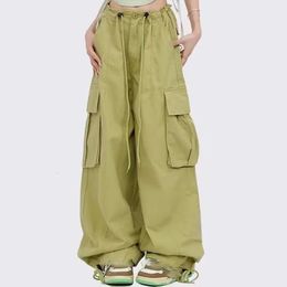 Womens Y2K cargo pants high waisted street clothing hip-hop mens womens large pockets casual low waisted drawstring sports pants 240130