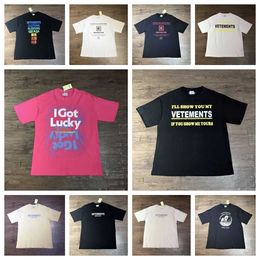 Vetements Mens tshirt Black White Cotton T Shirt with Postage Patch Brand Designer Shirts Oversize Tee Men Women Streetwear a6