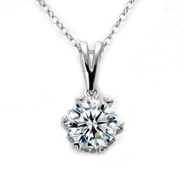 Chains D Color VVS1 Moissanite Necklace 925 Sterling Silver 1 0Ct Round Brilliant Diamonds Solitaire Pendant For Women Jewelry257L