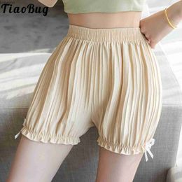 Women's Leggings Women Solid Colour Elastic Striped Safety Shorts Cute Lolita Bow Frilly Bloomers Short Pants Culottes Basic Underwear YQ240130