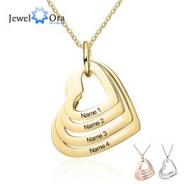 Pendants Personalised Stainless Steel Engraved Necklace with 26 Names 3 Colours Custom Multilayer Heart Pendant Necklace for Women Gifts