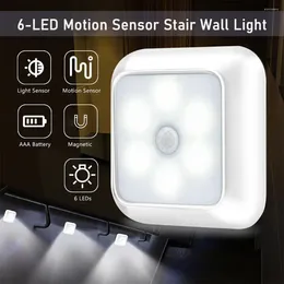 Night Lights Wireless Motion Sensor Light 120 Degree Angle Battery Powered Cabinet Closet Stair Lamp Human Body Stairs Wall