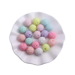 Beads Kwoi Vita 12mm 20mm Pastel Colourful AB Chunky Resin Rhinestone Bling Ball Beads For Pen Beadable
